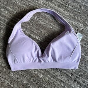 ONER ACTIVE EFFORTLESSLIFT™ SEAMLESS HALTER NECK SPORTS BRA WITH WHITE LOGO